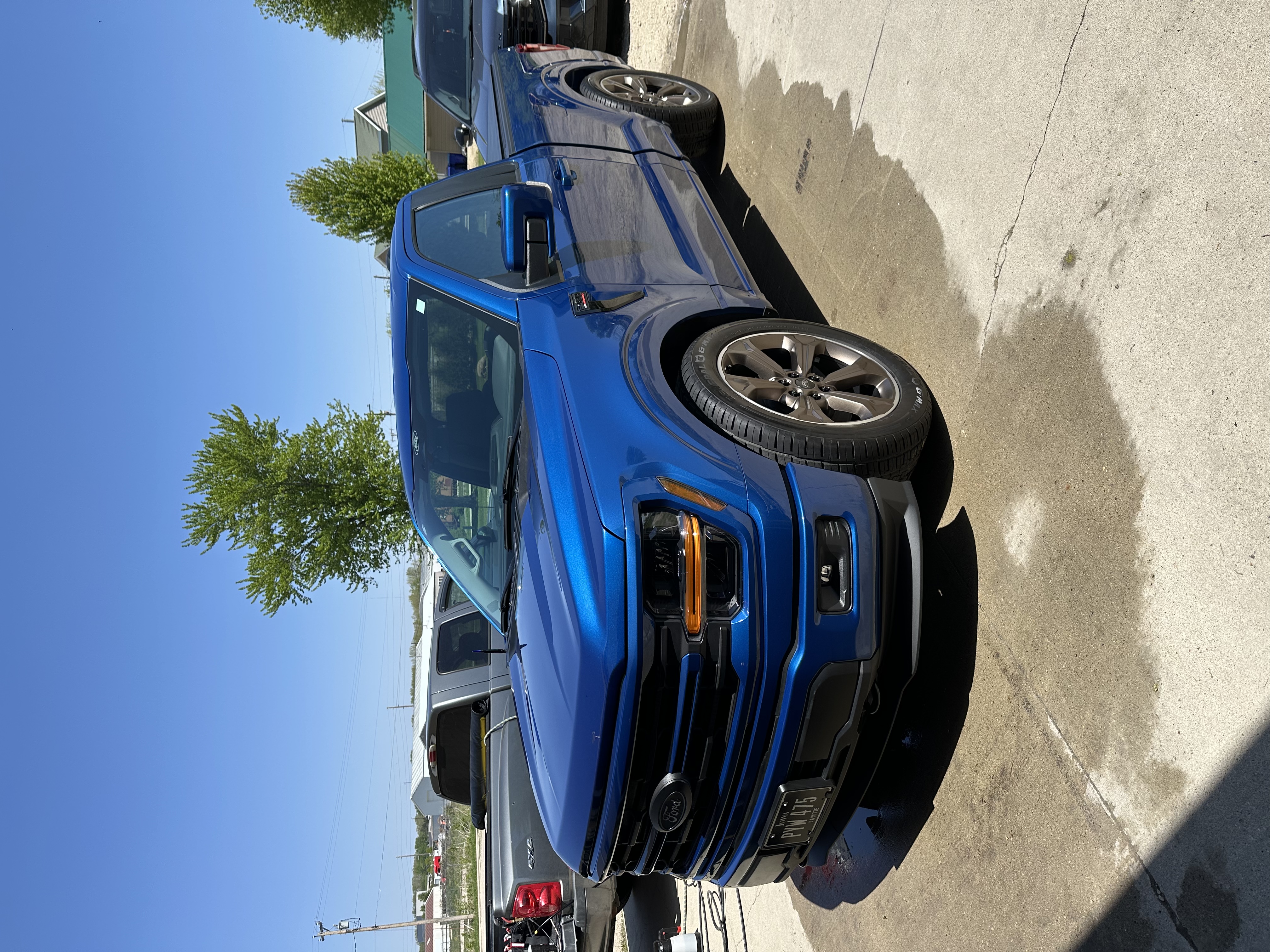 Blue Ford F-150 exterior detail